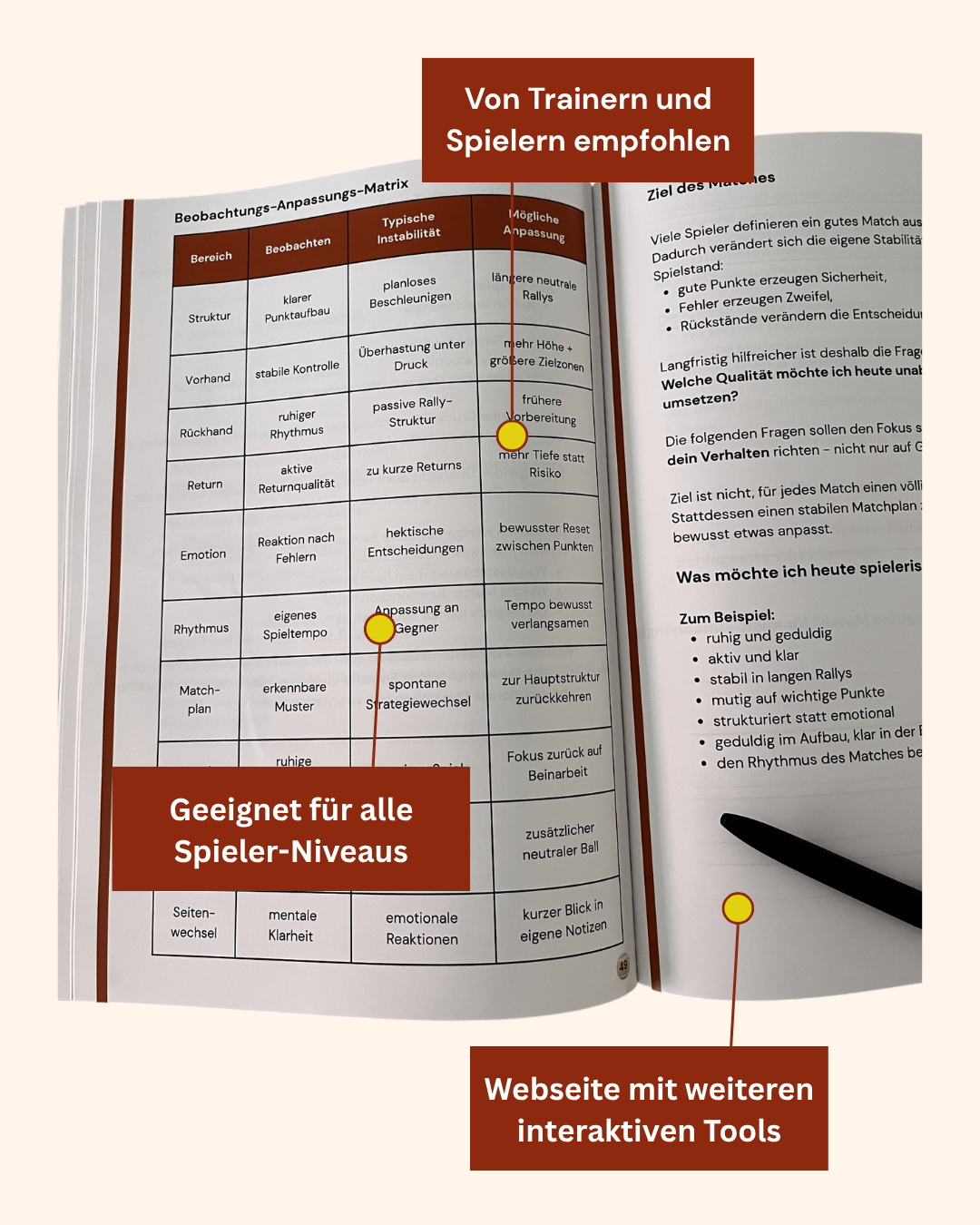 Innenansicht: Beobachtungs-Anpassungs-Matrix und Zieldefinition für den Matchplan